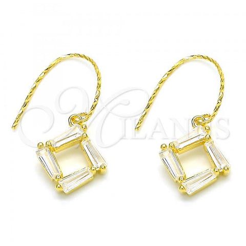Sterling Silver Dangle Earring, with White Cubic Zirconia, Polished, Golden Finish, 02.366.0007.1