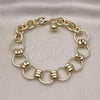 Oro Laminado Fancy Bracelet, Gold Filled Style Rolo Design, Diamond Cutting Finish, Golden Finish, 03.331.0243.08