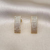 Oro Laminado Stud Earring, Gold Filled Style with White Micro Pave, Polished, Golden Finish, 02.283.0070