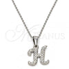 Stainless Steel Pendant Necklace, Initials and Rolo Design, with White Crystal, Polished, Steel Finish, 04.238.0007.1.18