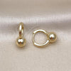 Oro Laminado Huggie Hoop, Gold Filled Style Ball Design, Polished, Golden Finish, 02.351.0117.14