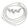 Sterling Silver Pendant Necklace, Leaf Design, with White Cubic Zirconia, Polished, Rhodium Finish, 04.336.0195.16