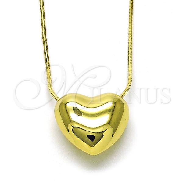 Oro Laminado Pendant Necklace, Gold Filled Style Heart Design, Polished, Golden Finish, 04.341.0119.20