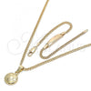 Oro Laminado Earring and Pendant Children Set, Gold Filled Style Ball Design, Polished, Golden Finish, 06.63.0253