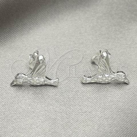 Sterling Silver Stud Earring, Bird Design, Polished, Silver Finish, 02.392.0023