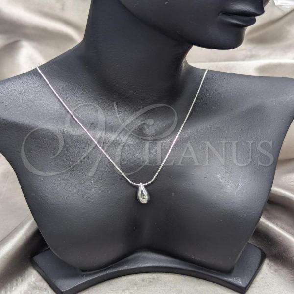 Sterling Silver Pendant Necklace, Teardrop Design, Polished, Silver Finish, 04.401.0026.18