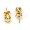 Oro Laminado Stud Earring, Gold Filled Style Ball Design, Polished, Golden Finish, 5.128.010