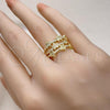 Oro Laminado Multi Stone Ring, Gold Filled Style Star Design, with White Micro Pave, Polished, Golden Finish, 01.102.0005