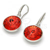 Rhodium Plated Dangle Earring, with Padparadscha Swarovski Crystals, Polished, Rhodium Finish, 02.239.0001.11