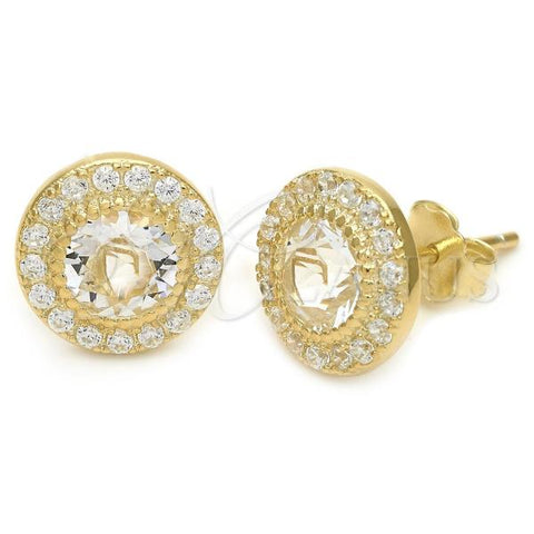 Sterling Silver Stud Earring, with White Swarovski Crystals, Polished, Golden Finish, 02.174.0039.2