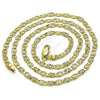 Oro Laminado Basic Necklace, Gold Filled Style Mariner Design, Diamond Cutting Finish, Golden Finish, 04.213.0247.24