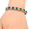Rhodium Plated Tennis Bracelet, with Green and White Cubic Zirconia, Polished, Rhodium Finish, 03.206.0007.7.07