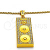 Gold Tone Pendant Necklace, Rope Design, with White Crystal, Polished, Golden Finish, 04.242.0012.30GT