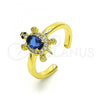 Oro Laminado Multi Stone Ring, Gold Filled Style Turtle Design, with Sapphire Blue Cubic Zirconia and White Micro Pave, Polished, Golden Finish, 01.341.0077.3
