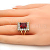 Oro Laminado Multi Stone Ring, Gold Filled Style with Garnet and White Cubic Zirconia, Polished, Golden Finish, 01.205.0012.1.08 (Size 8)
