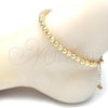 Oro Laminado Fancy Anklet, Gold Filled Style Matte Finish, Golden Finish, 03.93.0010.10