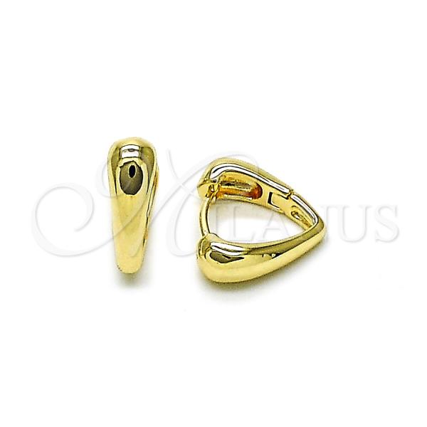 Oro Laminado Huggie Hoop, Gold Filled Style Heart Design, Polished, Golden Finish, 02.195.0321.16