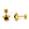 Stainless Steel Stud Earring, Star Design, with Brown Crystal, Polished, Golden Finish, 02.271.0016.6