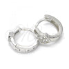 Sterling Silver Huggie Hoop, with White Micro Pave, Polished, Rhodium Finish, 02.332.0020.12