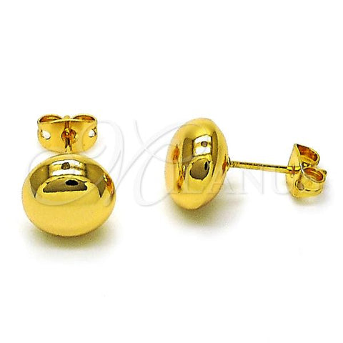 Oro Laminado Stud Earring, Gold Filled Style Ball and Hollow Design, Polished, Golden Finish, 02.342.0323