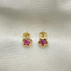 Oro Laminado Stud Earring, Gold Filled Style Star Design, with Rose Cubic Zirconia, Polished, Golden Finish, 02.02.0533.1