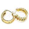 Oro Laminado Small Hoop, Gold Filled Style with Multicolor Micro Pave, Polished, Golden Finish, 02.210.0289.3.20