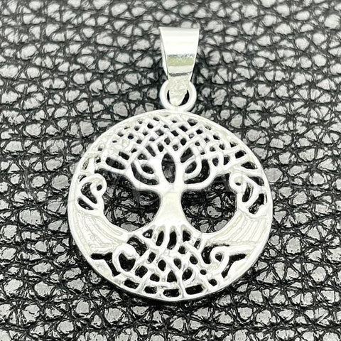 Sterling Silver Fancy Pendant, Tree Design, Polished, Silver Finish, 05.392.0056