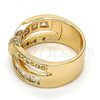 Oro Laminado Multi Stone Ring, Gold Filled Style with White Cubic Zirconia, Polished, Golden Finish, 01.210.0045.8.07 (Size 7)