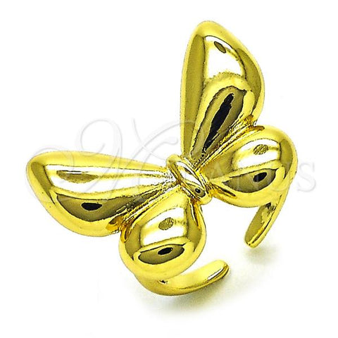 Oro Laminado Elegant Ring, Gold Filled Style Butterfly Design, Polished, Golden Finish, 01.341.0159