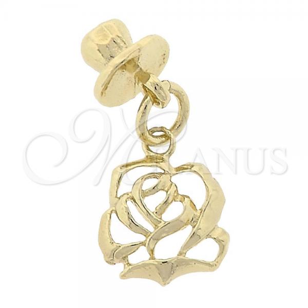 Oro Laminado Fancy Pendant, Gold Filled Style Flower Design, Golden Finish, 5.181.007