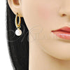 Oro Laminado Small Hoop, Gold Filled Style and Ball with Ivory Pearl, Polished, Golden Finish, 02.341.0241.20
