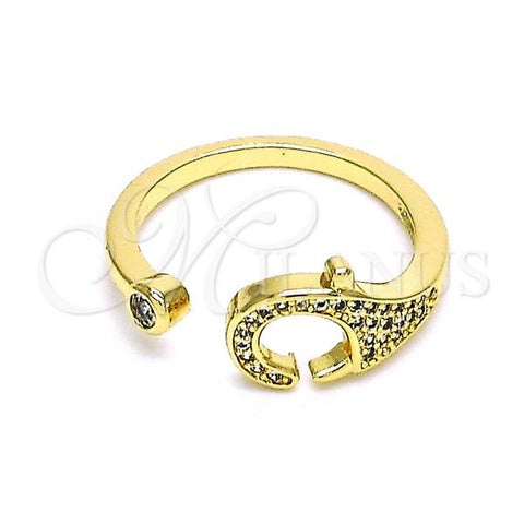 Oro Laminado Multi Stone Ring, Gold Filled Style with White Micro Pave, Polished, Golden Finish, 01.102.0001