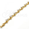 Oro Laminado Tennis Bracelet, Gold Filled Style Teardrop Design, with White Cubic Zirconia, Polished, Golden Finish, 03.213.0038.08