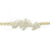 Oro Laminado Pendant Necklace, Gold Filled Style Nameplate Design, Polished, Golden Finish, 04.63.1388.18