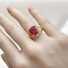 Oro Laminado Multi Stone Ring, Gold Filled Style Cluster Design, with Garnet and White Cubic Zirconia, Polished, Golden Finish, 01.196.0038.1