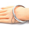 Rhodium Plated Individual Bangle, Diamond Cutting Finish, Rhodium Finish, 07.168.0015.05 (08 MM Thickness, Size 5 - 2.50 Diameter)