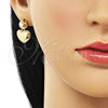 Oro Laminado Stud Earring, Gold Filled Style Heart and Ball Design, Polished, Golden Finish, 02.156.0668