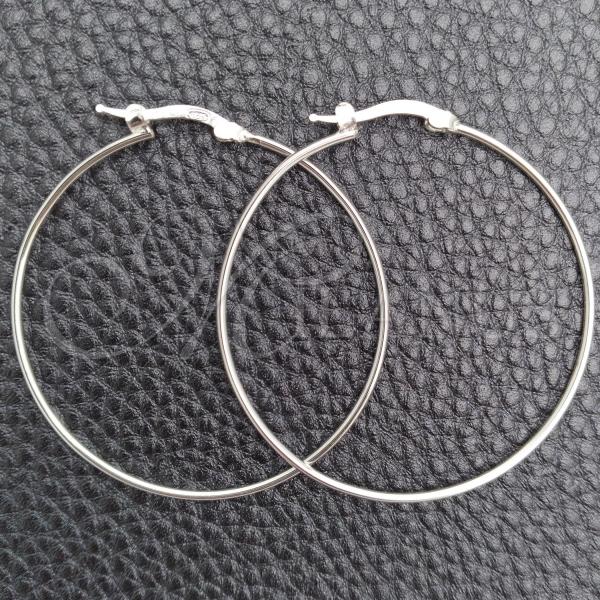 Sterling Silver Medium Hoop, Hollow Design, Polished, Silver Finish, 02.389.0187.40