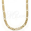Gold Tone Basic Necklace, Figaro Design, Polished, Golden Finish, 04.242.0016.24GT