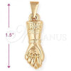 Oro Laminado Religious Pendant, Gold Filled Style Hand of God Design, Diamond Cutting Finish, Golden Finish, 5.182.018