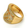 Oro Laminado Multi Stone Ring, Gold Filled Style with White Micro Pave, Polished, Golden Finish, 01.266.0006.08 (Size 8)