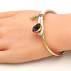 Oro Laminado Individual Bangle, Gold Filled Style with Amethyst Swarovski Crystals and White Micro Pave, Polished, Golden Finish, 07.239.0004.11 (03 MM Thickness, One size fits all)