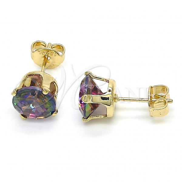 Oro Laminado Stud Earring, Gold Filled Style with Paradise Shine Cubic Zirconia, Polished, Golden Finish, 5.128.162.1