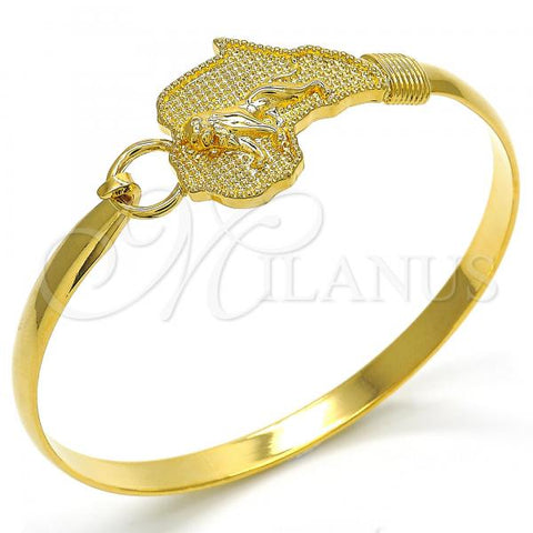 Oro Laminado Individual Bangle, Gold Filled Style Lion Design, Polished, Golden Finish, 07.192.0031.04 (05 MM Thickness, Size 4 - 2.25 Diameter)