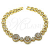 Oro Laminado Fancy Bracelet, Gold Filled Style with White Micro Pave, Polished, Golden Finish, 03.283.0183.07