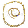 Oro Laminado Necklace and Bracelet, Gold Filled Style Heart Design, with Aurore Boreale Crystal, Polished, Golden Finish, 06.185.0016