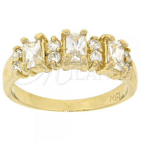 Oro Laminado Multi Stone Ring, Gold Filled Style with White Cubic Zirconia, Polished, Golden Finish, 5.165.030.09 (Size 9)