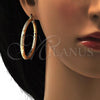 Oro Laminado Large Hoop, Gold Filled Style Hollow Design, Diamond Cutting Finish, Golden Finish, 02.170.0125.50