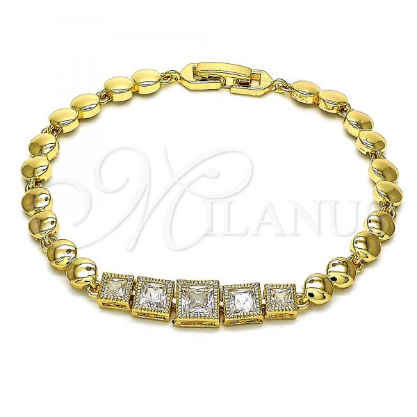Oro Laminado Fancy Bracelet, Gold Filled Style with White Cubic Zirconia, Polished, Golden Finish, 03.283.0089.07