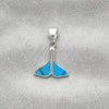 Sterling Silver Fancy Pendant, Fish Design, with Bermuda Blue Opal, Polished, Silver Finish, 05.410.0006.2
